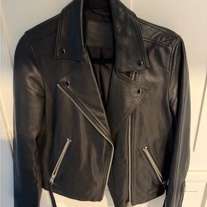 All Saints Dark Leather Moto Jacket